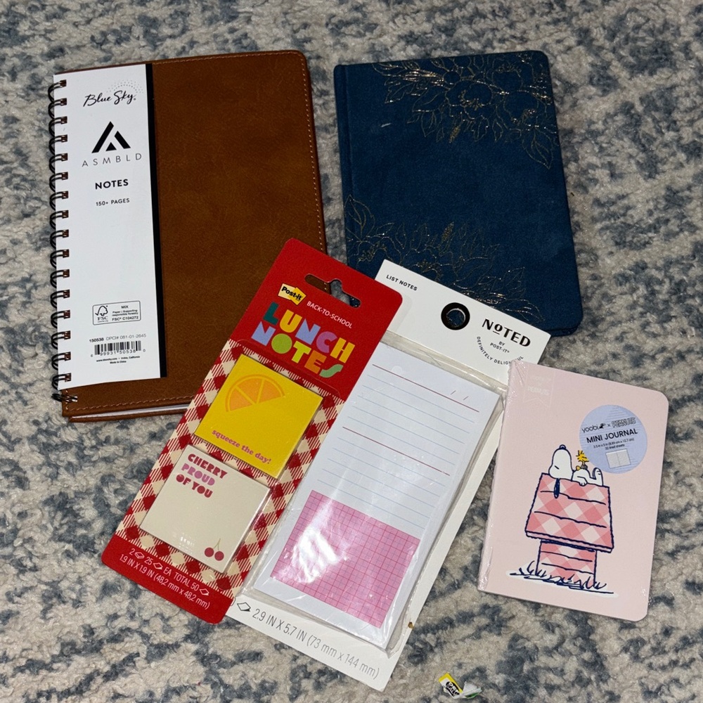 Blue Sky Brown leather  Spiral Notebook bundle with velvet blue noteboogold NWT